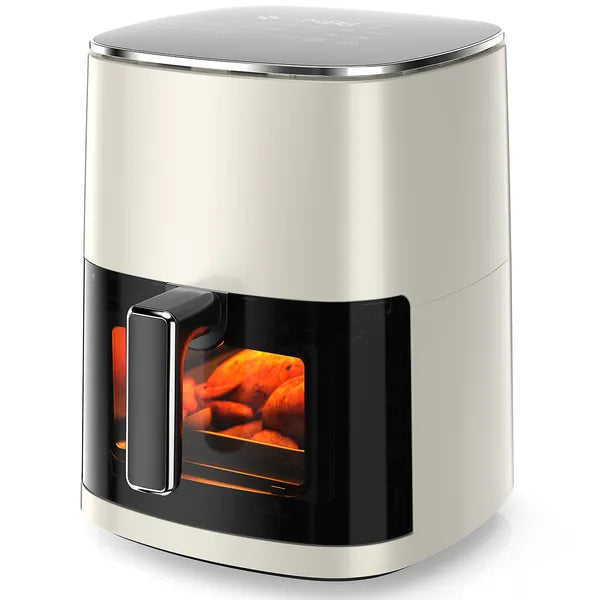 AeroCrisp 12-in-1 smart air fryer pro sitting on kitchen counter with digital display turned on
